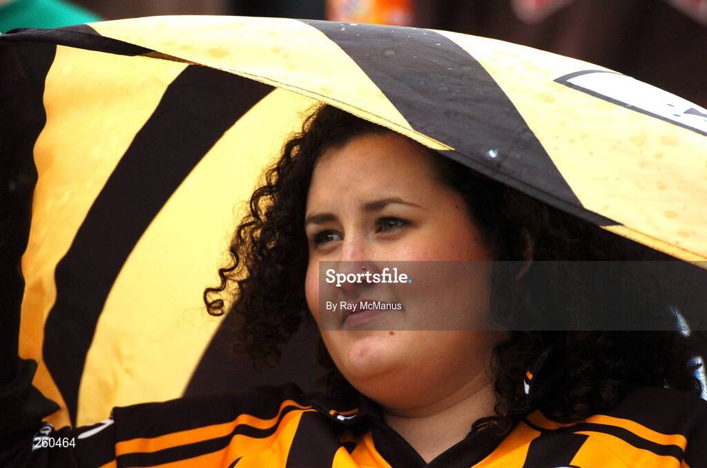 28 July 2007; A Kilkenny supporter cheers on her team. Guinness All-Ireland Senior Hurling Championship Quarter-Final, Kilkenny v Galway, Croke Park, Dublin. Picture credit; Ray McManus / SPORTSFILE