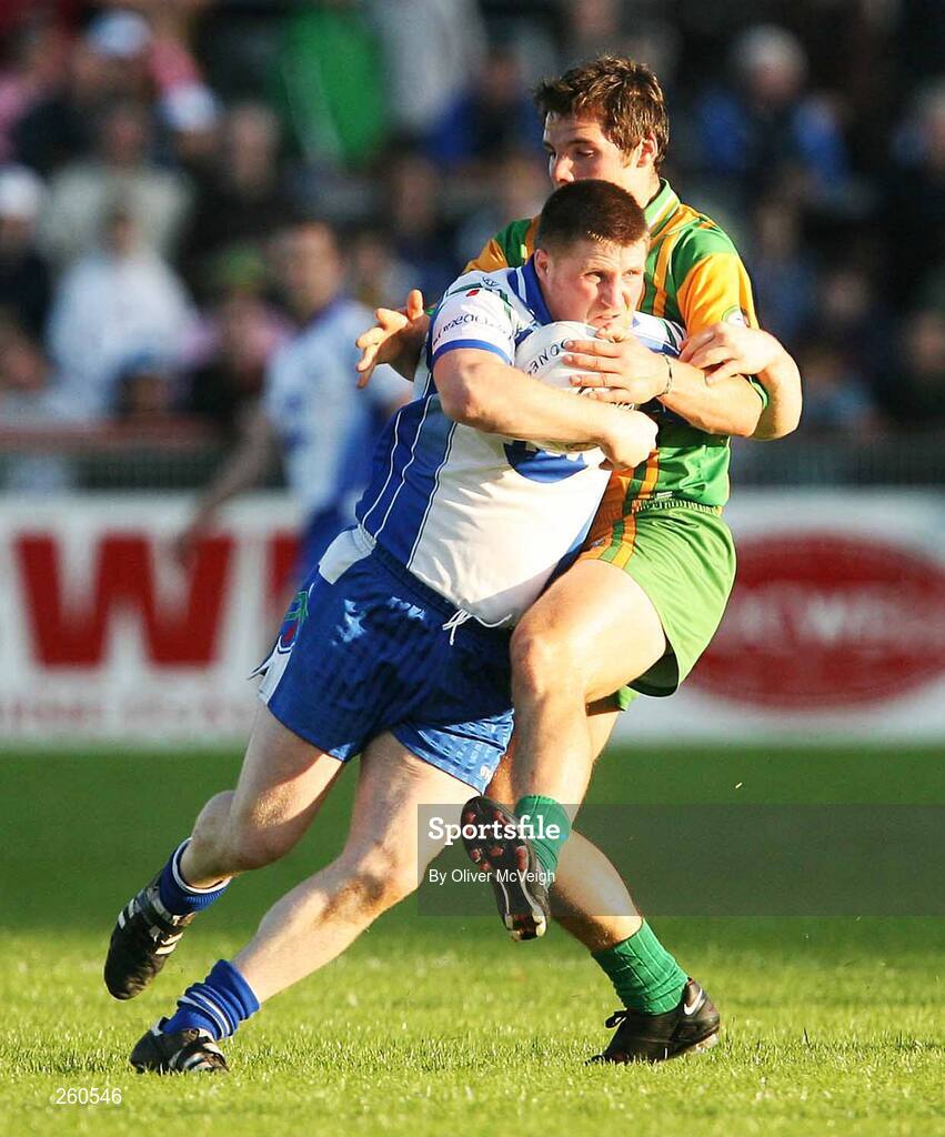 28 July 2007; Rory Woods, Monaghan, in action against Kevin Cassidy, Donegal. Bank of Ireland All-Ireland Senior Football Championship Qualifier, Round 3, Donegal v Monaghan, Healy Park, Omagh, Co. Tyrone. Picture credit; Oliver McVeigh / SPORTSFILE