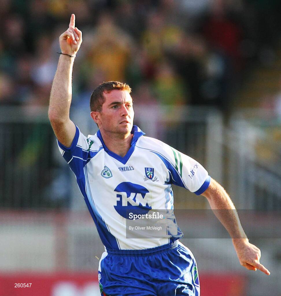 28 July 2007; Monaghan's Thomas Freeman celebrates after scoring the second goal. Bank of Ireland All-Ireland Senior Football Championship Qualifier, Round 3, Donegal v Monaghan, Healy Park, Omagh, Co. Tyrone. Picture credit; Oliver McVeigh / SPORTSFILE