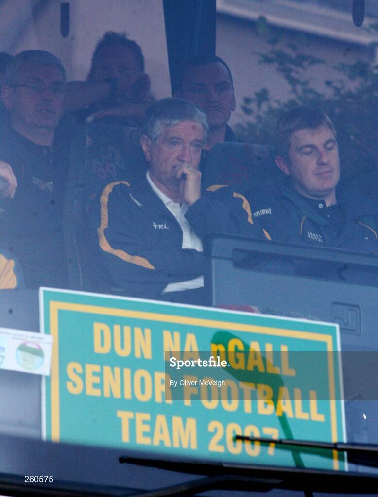 28 July 2007;  Donegal manager, Brian McIver, on the team bus leaving the ground, after handing in his resignation. Bank of Ireland All-Ireland Senior Football Championship Qualifier, Round 3, Donegal v Monaghan, Healy Park, Omagh, Co. Tyrone. Picture credit; Oliver McVeigh / SPORTSFILE