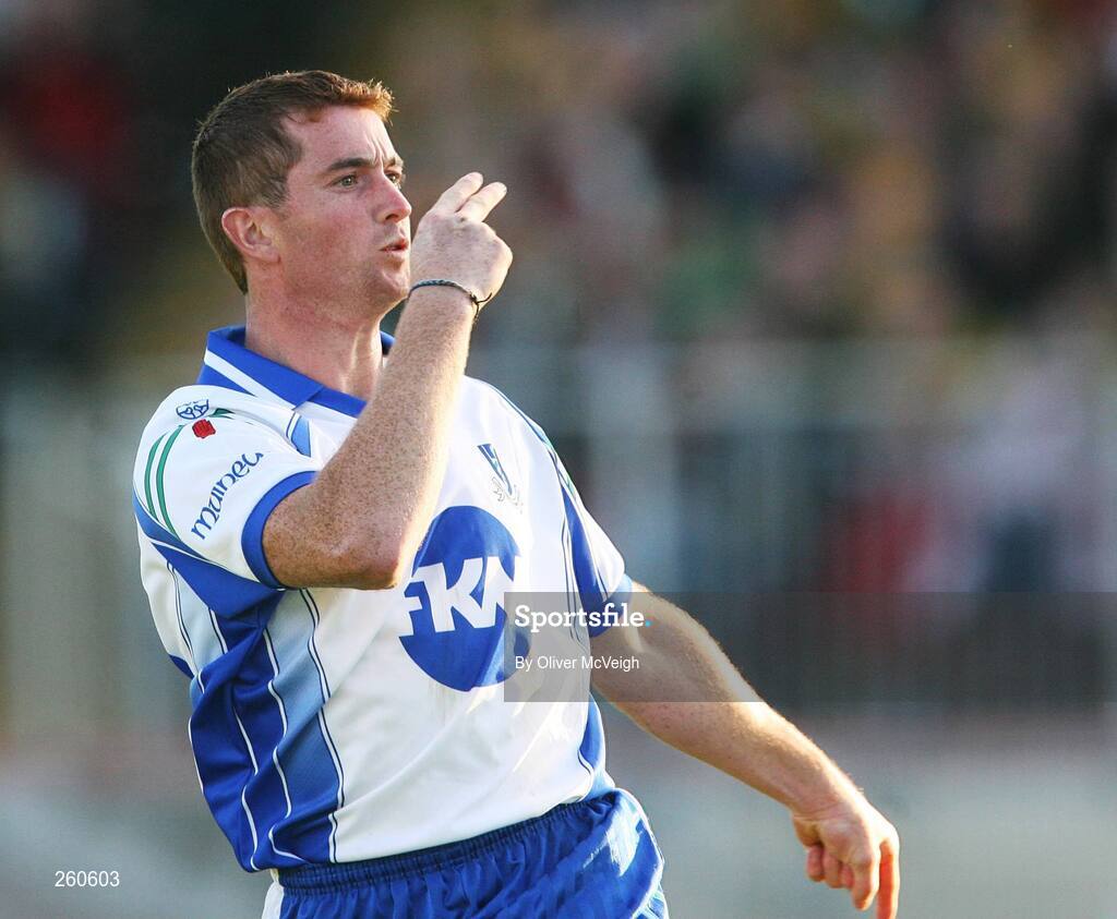 28 July 2007; Thomas Freeman, Monaghan, celebrates after scoring his goal. Bank of Ireland All-Ireland Senior Football Championship Qualifier, Round 3, Donegal v Monaghan, Healy Park, Omagh, Co. Tyrone. Picture credit; Oliver McVeigh / SPORTSFILE