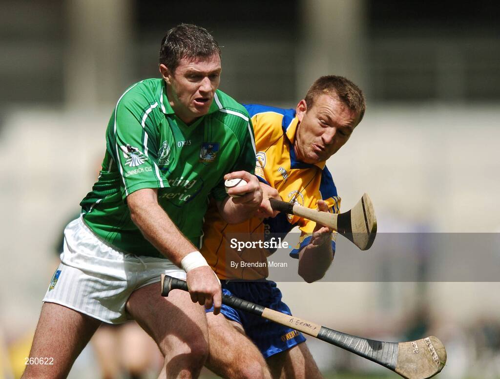 29 July 2007; Brian Geary, Limerick, in action against Declan O'Rourke, Clare. Guinness All-Ireland Senior Hurling Championship Quarter-Final, Clare v Limerick, Croke Park, Dublin. Picture credit; Brendan Moran / SPORTSFILE