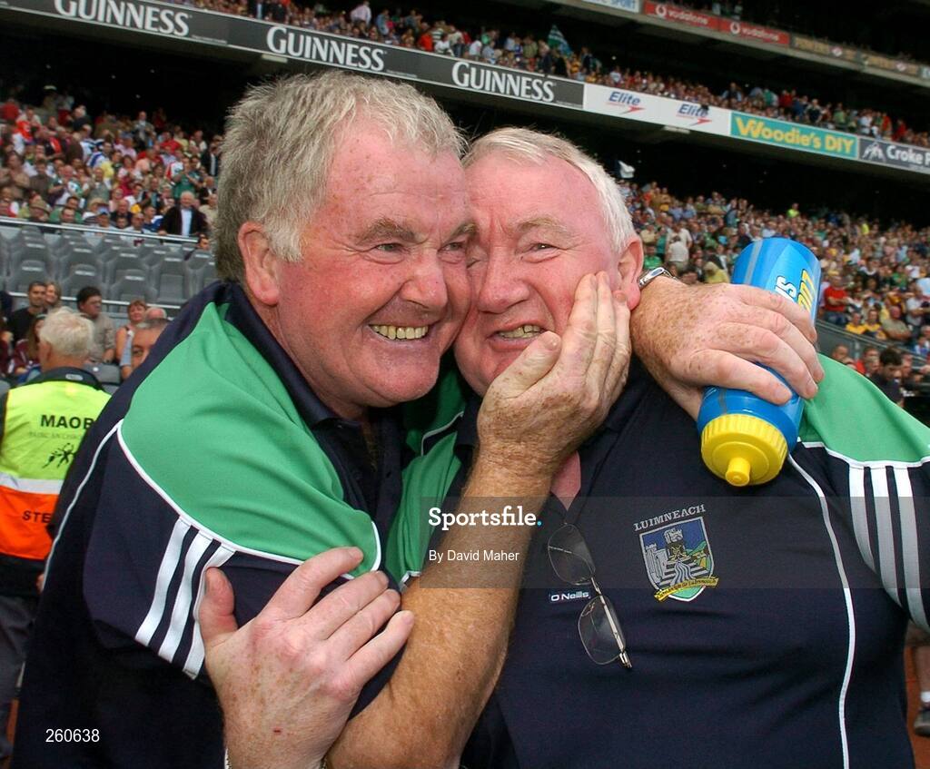 29 July 2007; Limerick manager Richie Bennis, left, celebrates at the end of the game with selector Tony Hickey. Guinness All-Ireland Senior Hurling Championship Quarter-Final, Clare v Limerick, Croke Park, Dublin. Picture credit; David Maher / SPORTSFILE
