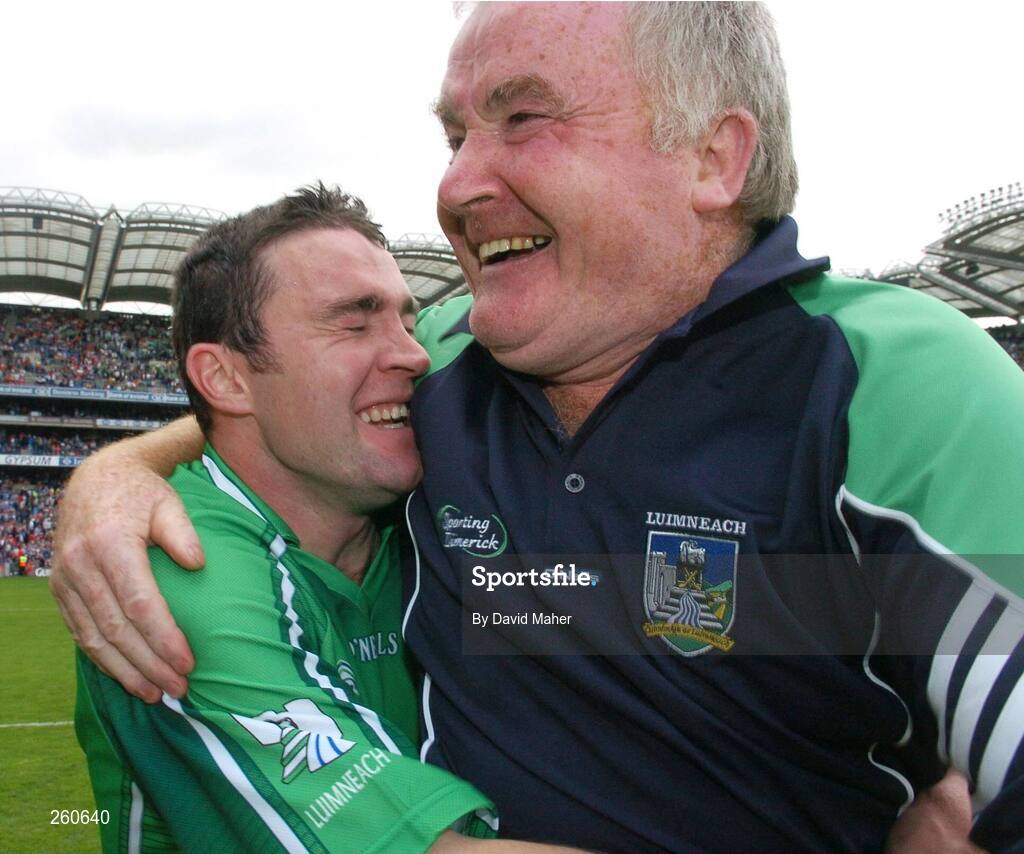 29 July 2007; Limerick manager Richie Bennis, right, celebrates at the end of the game with captain Damien Reale. Guinness All-Ireland Senior Hurling Championship Quarter-Final, Clare v Limerick, Croke Park, Dublin. Picture credit; David Maher / SPORTSFILE