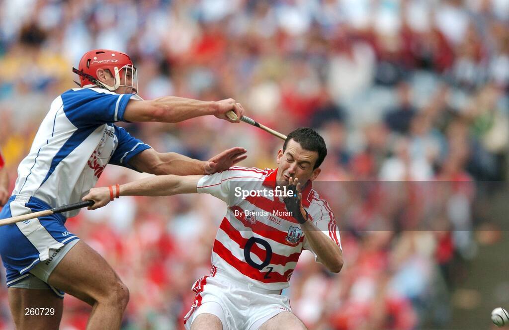 29 July 2007; Seamus Prendergast, Waterford, contests a dropping ball with Donal Og Cusack, Cork. Guinness All-Ireland Senior Hurling Championship Quarter-Final, Cork v Waterford, Croke Park, Dublin. Picture credit; Brendan Moran / SPORTSFILE