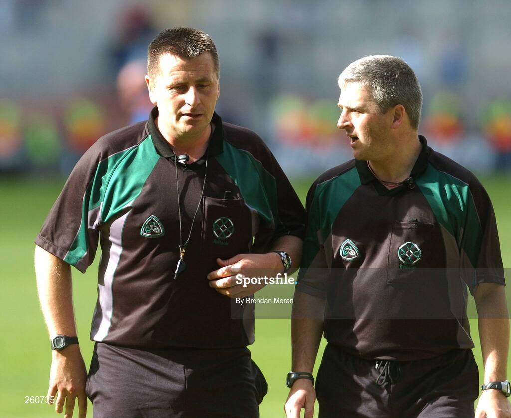 29 July 2007; Referee Brian Gavin and Linesman Johnny Ryan leave the pitch after the game. Guinness All-Ireland Senior Hurling Championship Quarter-Final, Cork v Waterford, Croke Park, Dublin. Picture credit; Stephen McCarthy / SPORTSFILE