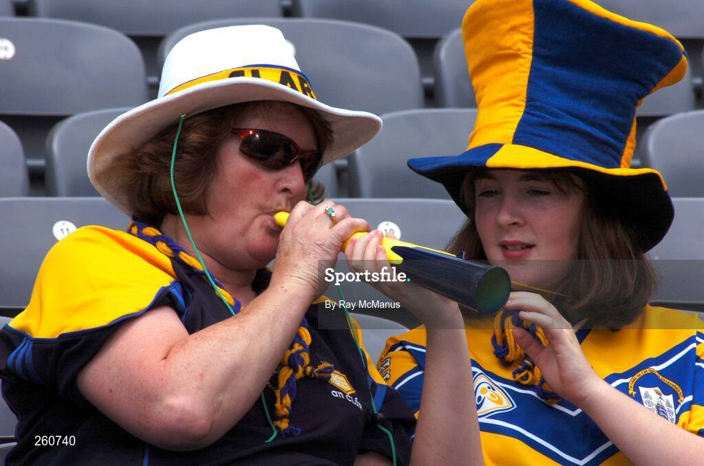 29 July 2007; Clare supporters Lena Frazer and her grand daughter Nia, from Ennis, at the game. Guinness All-Ireland Senior Hurling Championship Quarter-Final, Clare v Limerick, Croke Park, Dublin. Picture credit; Ray McManus / SPORTSFILE
