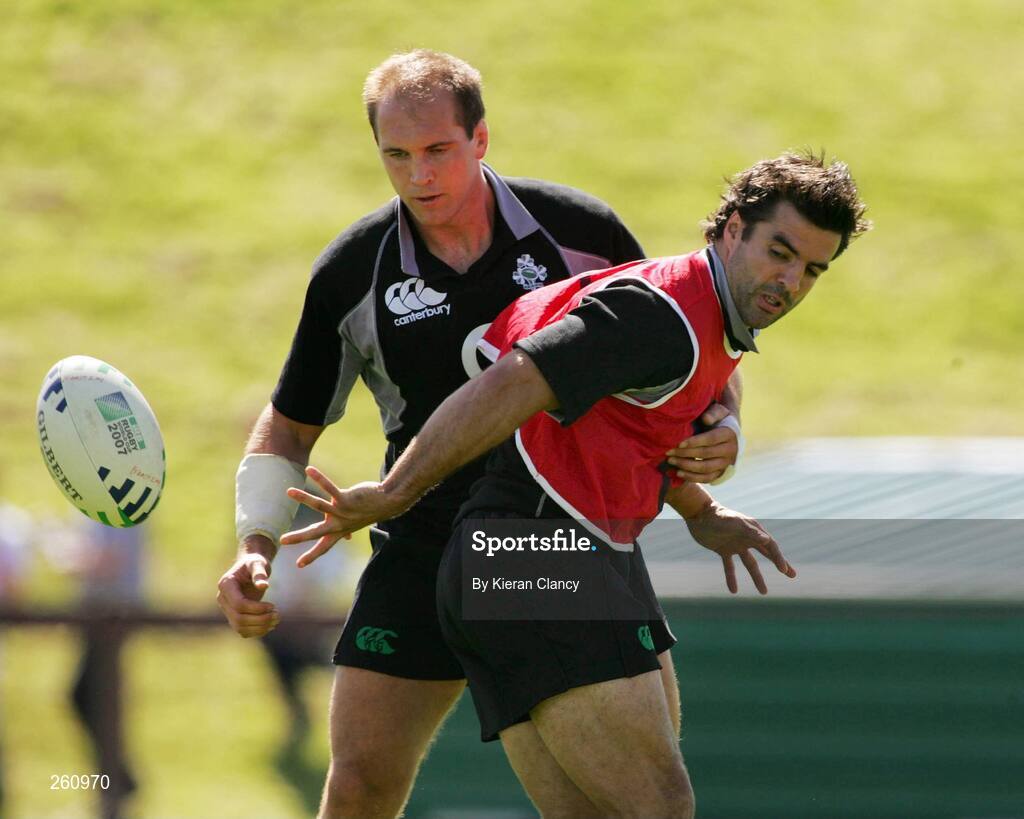 31 July 2007; Ireland's Keith Gleeson and Brian Carney in action during squad training. Ireland Rugby Squad Training, University of Limerick, Limerick. Picture credit: Kieran Clancy / SPORTSFILE