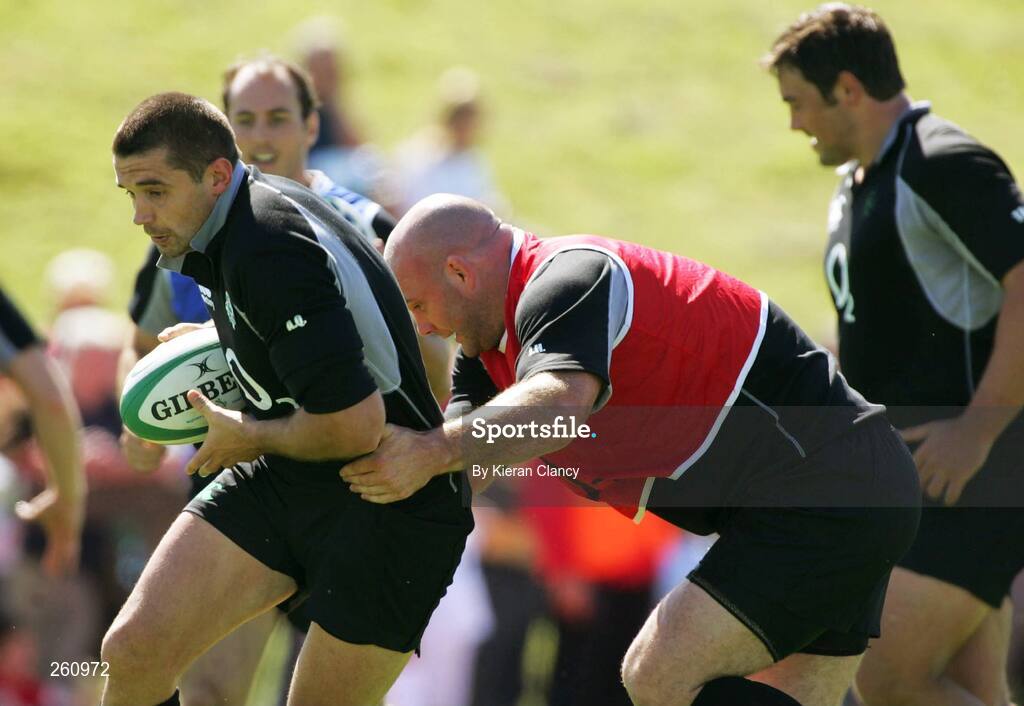 31 July 2007; Ireland's Alan Quinlan and John Hayes in action during squad training. Ireland Rugby Squad Training, University of Limerick, Limerick. Picture credit: Kieran Clancy / SPORTSFILE