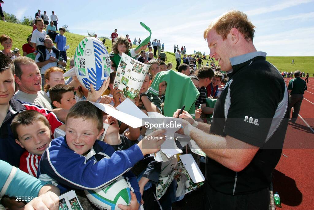 31 July 2007; Ireland's Paul O'Connell signs autographs following squad training. Ireland Rugby Squad Training, University of Limerick, Limerick. Picture credit: Kieran Clancy / SPORTSFILE