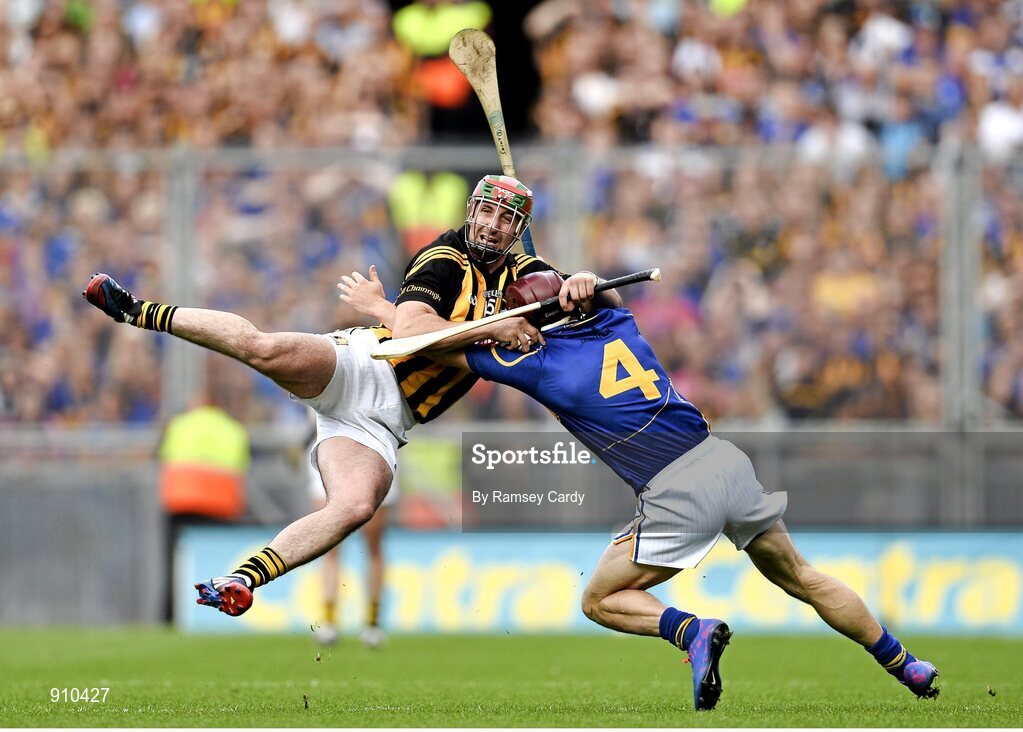 7 September 2014; Eoin Larkin, Kilkenny, in action against Paddy Stapleton, Tipperary. GAA Hurling All Ireland Senior Championship Final, Kilkenny v Tipperary. Croke Park, Dublin. Picture credit: Ramsey Cardy / SPORTSFILE