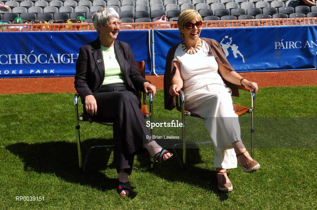 31 July 2007; Croke Park became a theatre of dreams today as over 250 young Camogie stars of the future enjoyed a first experience of playing on the hallowed turf. U-14 players on the Coillte Development Squads from Clare, Derry, Kerry, Laois, Louth, Monaghan, Tipperary and Westmeath were granted the rare opportunity to hone their skills at headquarters as part of the Camogie Association’s national programme to develop the sport at juvenile level. The partnership with Coillte, supported by the Irish Sports Council, enables top level coaching and encouragement for young girls throughout the eight designated counties. At the tournament is Liz Howard, President of the Camogie Association, with Sheila Wallace, Chief Executive of the Camogie Association, left. 2007 Coillte U14 Camogie Development Squads tournament, Croke Park, Dublin. Picture credit: Caroline Quinn / SPORTSFILE