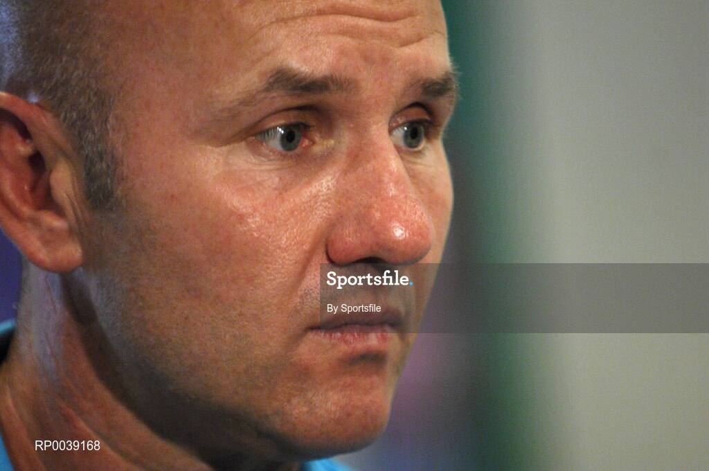 31 July 2007; Drogheda United manager Paul Doolin speaking at a press conference ahead of their UEFA Cup second leg match against Libertas of San Marino on Thursday. Clarion Hotel Dublin Airport, Dublin Airport, Dublin. Photo by Sportsfile