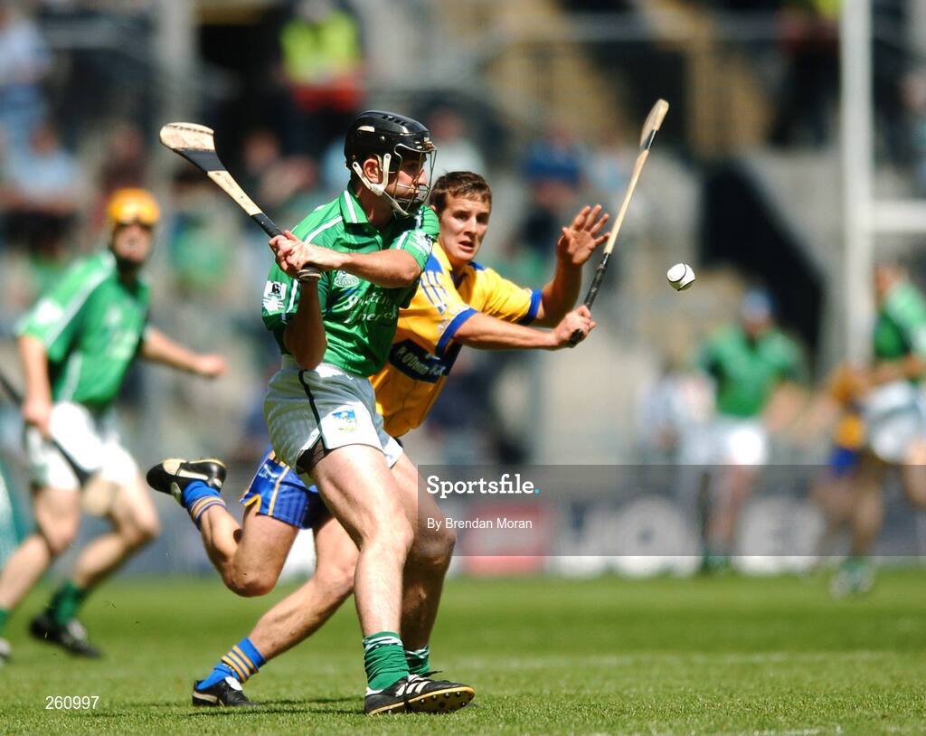 29 July 2007; Donal O'Grady, Limerick, in action against Brian O'Connell, Clare. Guinness All-Ireland Senior Hurling Championship Quarter-Final, Clare v Limerick, Croke Park, Dublin. Picture credit; Brendan Moran / SPORTSFILE
