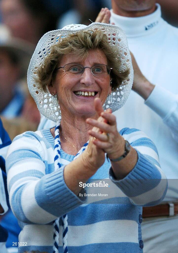 29 July 2007; A Waterford supporter cheers on her team. Guinness All-Ireland Senior Hurling Championship Quarter-Final, Cork v Waterford, Croke Park, Dublin. Picture credit; Brendan Moran / SPORTSFILE