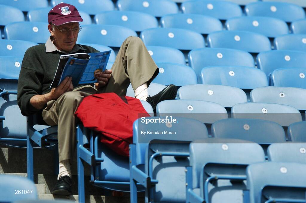28 July 2007; A Galway supporter reads his match programme before the game. Guinness All-Ireland Senior Hurling Championship Quarter-Final, Kilkenny v Galway, Croke Park, Dublin. Picture credit; Brendan Moran / SPORTSFILE