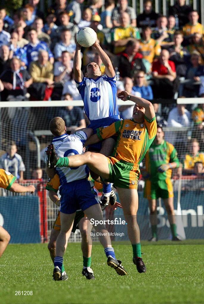 28 July 2007; Paul Finlay, Monaghan, in action against Kevin Cassidy, Donegal . Bank of Ireland All-Ireland Senior Football Championship Qualifier, Round 3, Donegal v Monaghan, Healy Park, Omagh, Co. Tyrone. Picture credit; Oliver McVeigh / SPORTSFILE