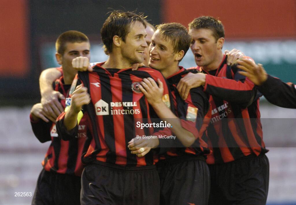 10 August 2007; Kevin Hunt, Bohemians, celebrates with team-mates, from left, Conor Powell, Glen Crowe, John Paul Kelly and Ryan McCann after scoring. eircom League of Ireland Premier Division, Bohemians v Cork City, Dalymount Park, Dublin. Picture credit; Stephen McCarthy / SPORTSFILE *** Local Caption ***