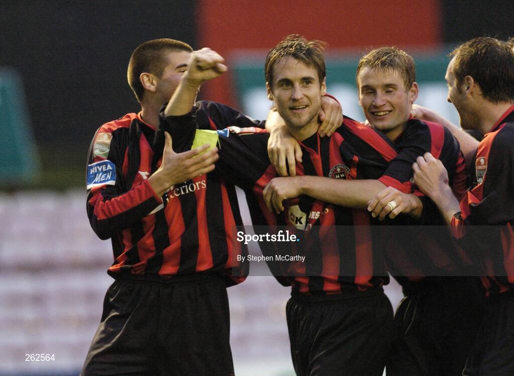 10 August 2007; Kevin Hunt, Bohemians, celebrates with team-mates, from left, Conor Powell, John Paul Kelly and Stephen O'Donnell after scoring. eircom League of Ireland Premier Division, Bohemians v Cork City, Dalymount Park, Dublin. Picture credit; Stephen McCarthy / SPORTSFILE *** Local Caption ***