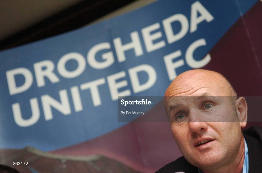 14 August 2007; Drogheda United manager Paul Doolin speaking at a press conference before their UEFA Cup clash with Helsingsborgs. Radisson Hotel, Dublin Airport, Dublin. Picture credit; Pat Murphy / SPORTSFILE