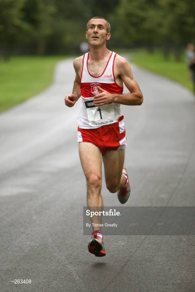 18 August 2007; Gerry Ryan, from Loughrea, Co. Galway, approaches the finish line to win the adidas Frank Duffy 10 mile race. Pheonix Park, Dublin. Picture credit; Tomas Greally / SPORTSFILE
