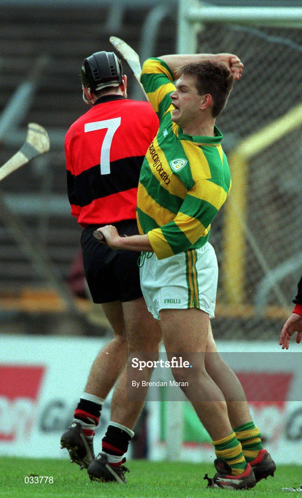 31 October 1999; Alan Browne of Blackrock celebrates scoring his side's first goal during the Cork County Senior Club Hurling Championship Final match between Blackrock and UCC at Páirc Uí Chaoimh in Cork. Photo by Brendan Moran/Sportsfile