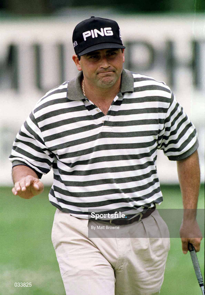 3 July 1999; Angel Cabrera acknowledges the crowd's applause after a birdie on the 3rd during day three of the Murphy's Irish Open at Druids Glen in Wicklow. Photo by Matt Browne/Sportsfile
