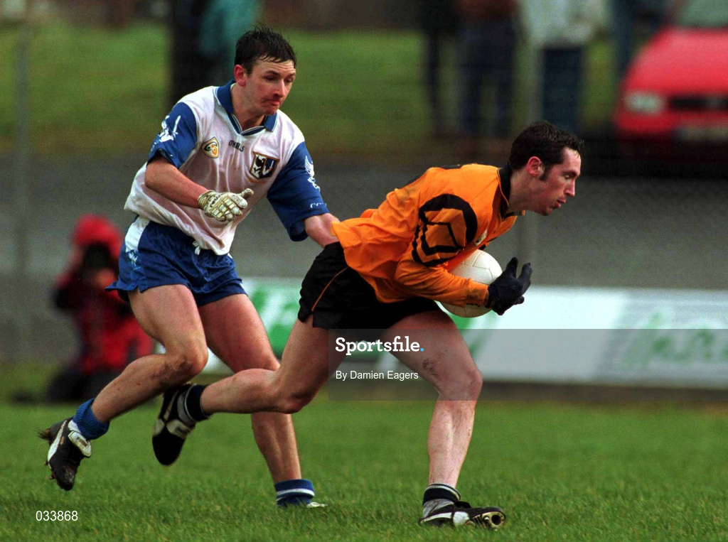 6 February 2000; Brendan Devenney of Ulster in action against Denis Gavin of Connacht during the Interprovincial Railway Cup Football Championship Final match between Connacht and Ulster at Markievicz Park in Sligo. Photo by Damien Eagers/Sportsfile