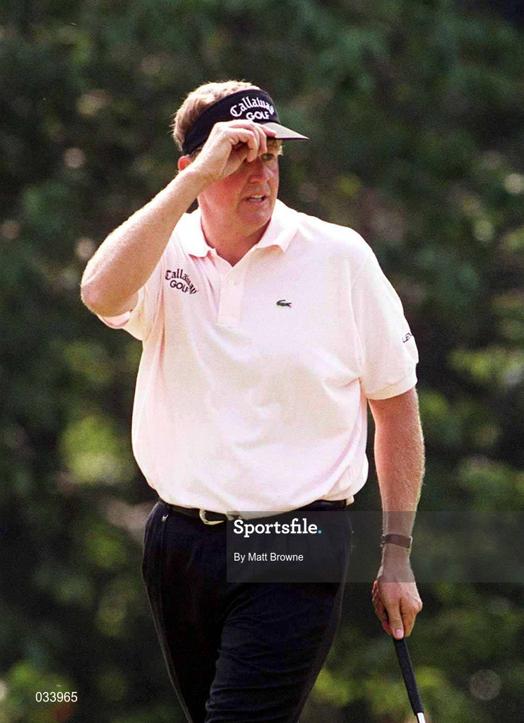 31 July 1999; Colin Montgomerie acknowledges the crowd's applause after a birdie putt on the 5th during day two of the Smurfit European Open at the K-Club in Straffan, Kildare. Photo by Matt Browne/Sportsfile