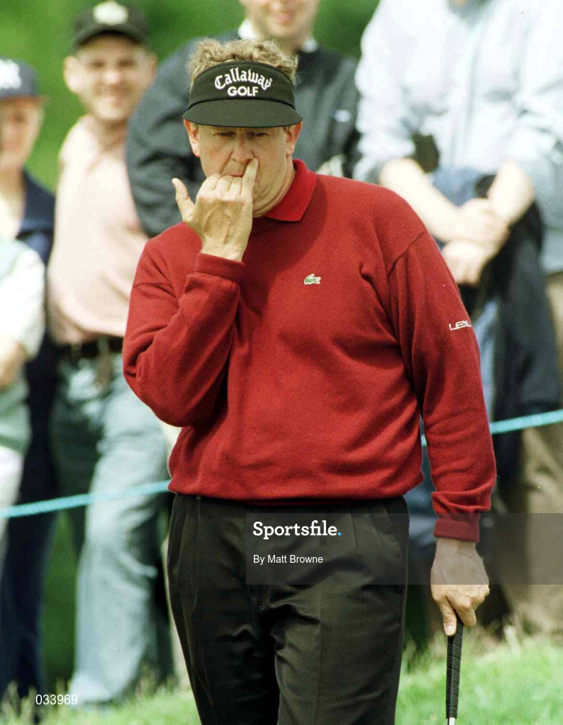 3 July 1999; Colin Montgomerie waits to putt on the 3rd green during day three of the Murphy's Irish Open at Druids Glen in Wicklow. Photo by Matt Browne/Sportsfile