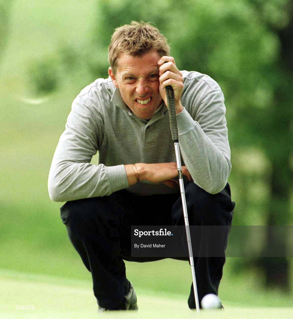3 July 1999; Soren Hansen lines up a putt on the 2nd green during day three of the Murphy's Irish Open at Druids Glen in Wicklow. Photo by David Maher/Sportsfile *** Local Caption ***