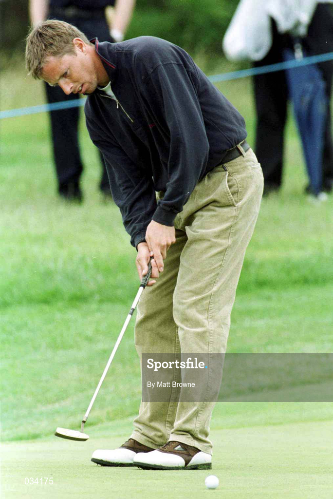 2 July 1999; Soren Hansen putts on the 16th green for an eagle during day two of the Murphy's Irish Open at Druids Glen in Wicklow. Photo by Matt Browne/Sportsfile