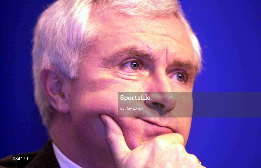 26 January 2000; Minister for Sport Tourism and Recreation Dr Jim McDaid TD at the announcement that the government is to proceed immediately with plans to build a 'Campus of Sporting Excellence' to be called Sports Campus Ireland which will have as its centrepiece an 80,000 all seated National Stadium capable of accomodating all field sports. Government Buildings in Dublin. Photo by Ray Lohan/Sportsfile