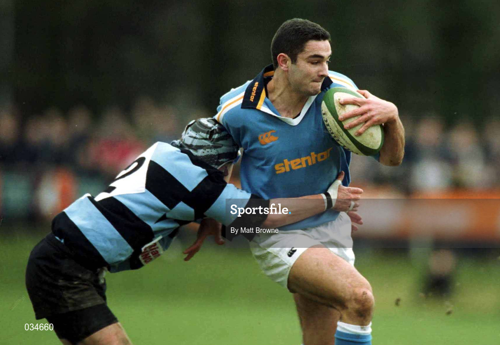 13 February 2000; Jeremy Staunton of Garryowen is tackled by Maurice Lawlor of Shannon during the AIB All-Ireland League Division 1 match between Garryowen and Shannon at Dooradoyle in Limerick. Photo by Matt Browne/Sportsfile