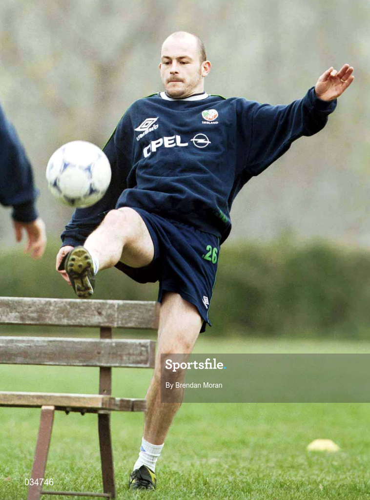 16 November 1999; Lee Carsley during a Republic of Ireland training session at Veledrom Stadium in Bursa, Turkey. Photo by Brendan Moran/Sportsfile *** Local Caption ***