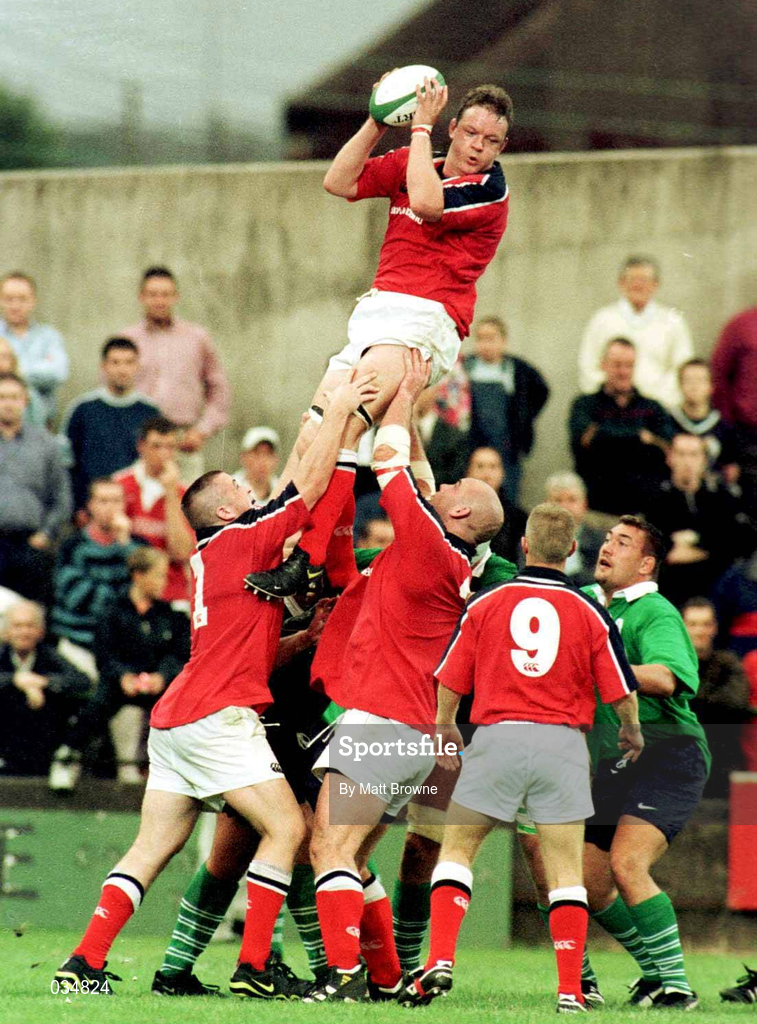 10 September 1999; Mick Galwey of Munster takes the ball in the line-out during the Representive Match between Munster and Ireland at Musgrave Park in Cork. Photo by Ray Lohan/Sportsfile