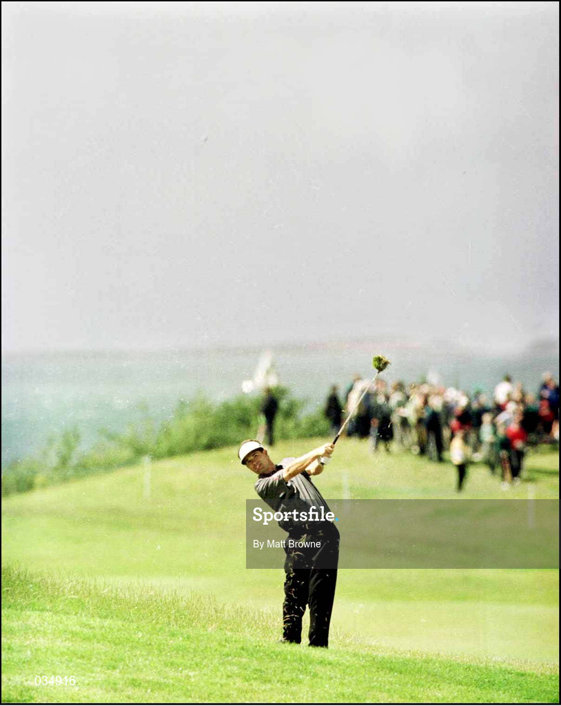 14 August 1999; Padraig Harrington plays out of the rough onto the first green during day three of the West of Ireland Golf Classic at the Galway Bay Golf & Country Club in Galway. Photo by Matt Browne/Sportsfile