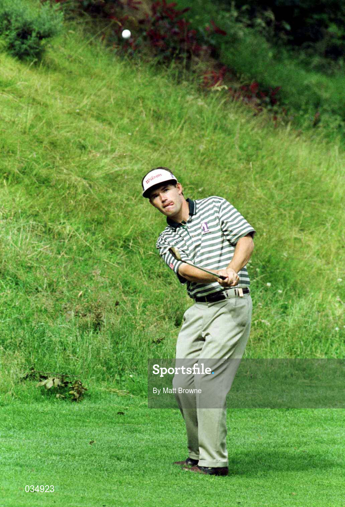 2 July 1999; Padraig Harrington pitches onto the 13th green during day two of the Murphy's Irish Open at Druids Glen in Wicklow. Photo by Matt Browne/Sportsfile