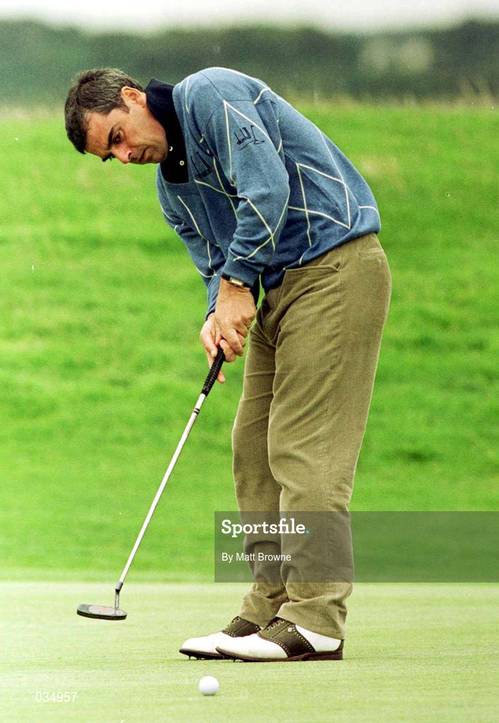 13 August 1999; Paul McGinley putts for a birdie on the 3rd green during day two of the West of Ireland Golf Classic at the Galway Bay Golf & Country Club in Galway. Photo by Matt Browne/Sportsfile