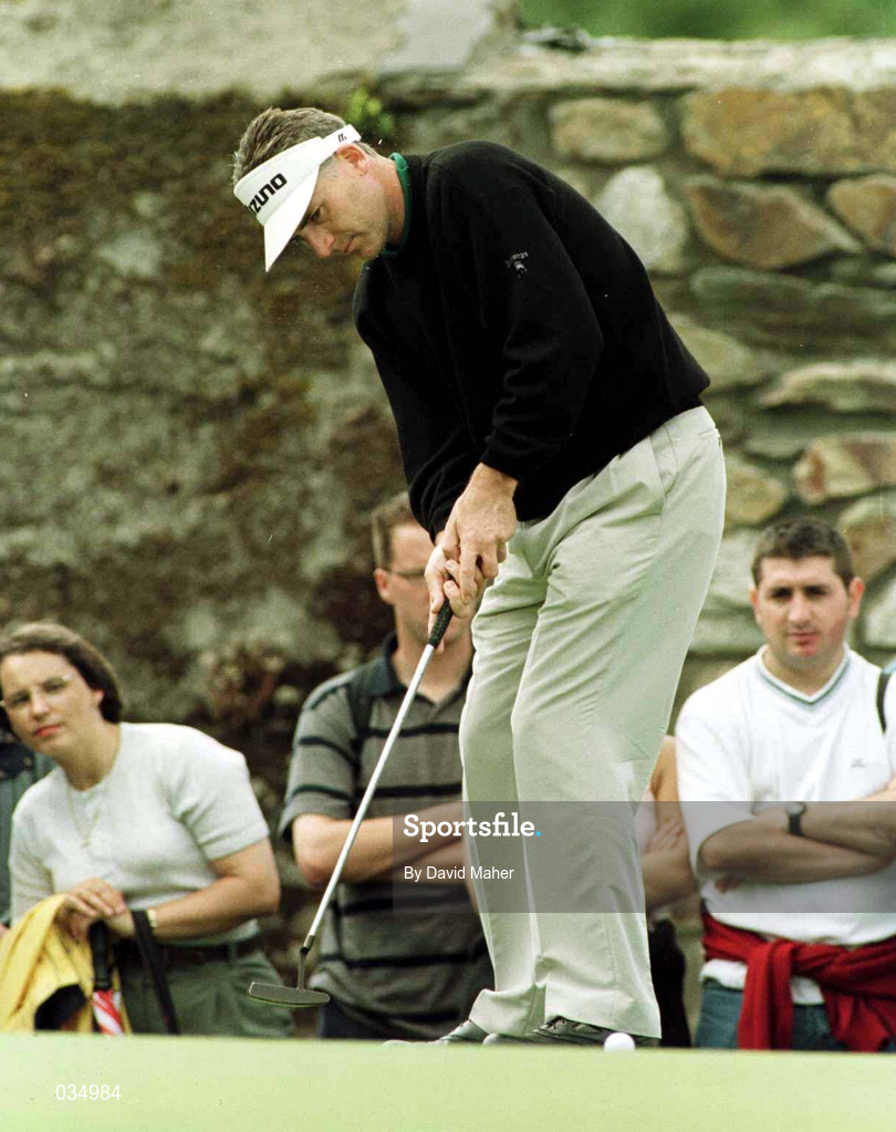 3 July 1999; Philip Price watches his putt on the 2nd green during day three of the Murphy's Irish Open at Druids Glen in Wicklow. Photo by David Maher/Sportsfile