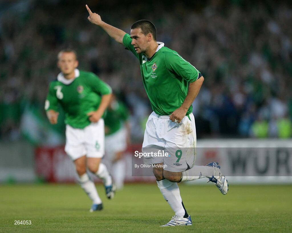 22 August 2007; David Healy, Northern Ireland, celebrates after scoring his second goal. 2008 European Championship Qualifier, Group F, Northern Ireland v Liechtenstein, Windsor Park, Belfast, Co. Antrim. Picture credit: Oliver McVeigh / SPORTSFILE