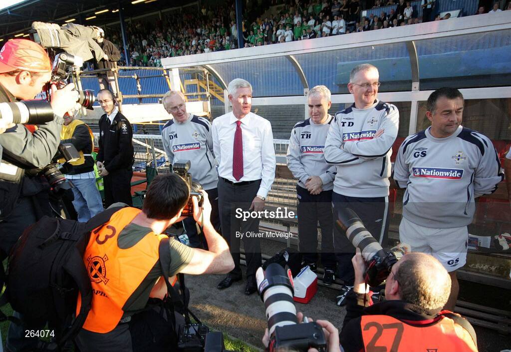 22 August 2007; Northern Ireland manager Nigel Worthington is surrounded by photographers before the game. 2008 European Championship Qualifier, Group F, Northern Ireland v Liechtenstein, Windsor Park, Belfast, Co. Antrim. Picture credit: Oliver McVeigh / SPORTSFILE