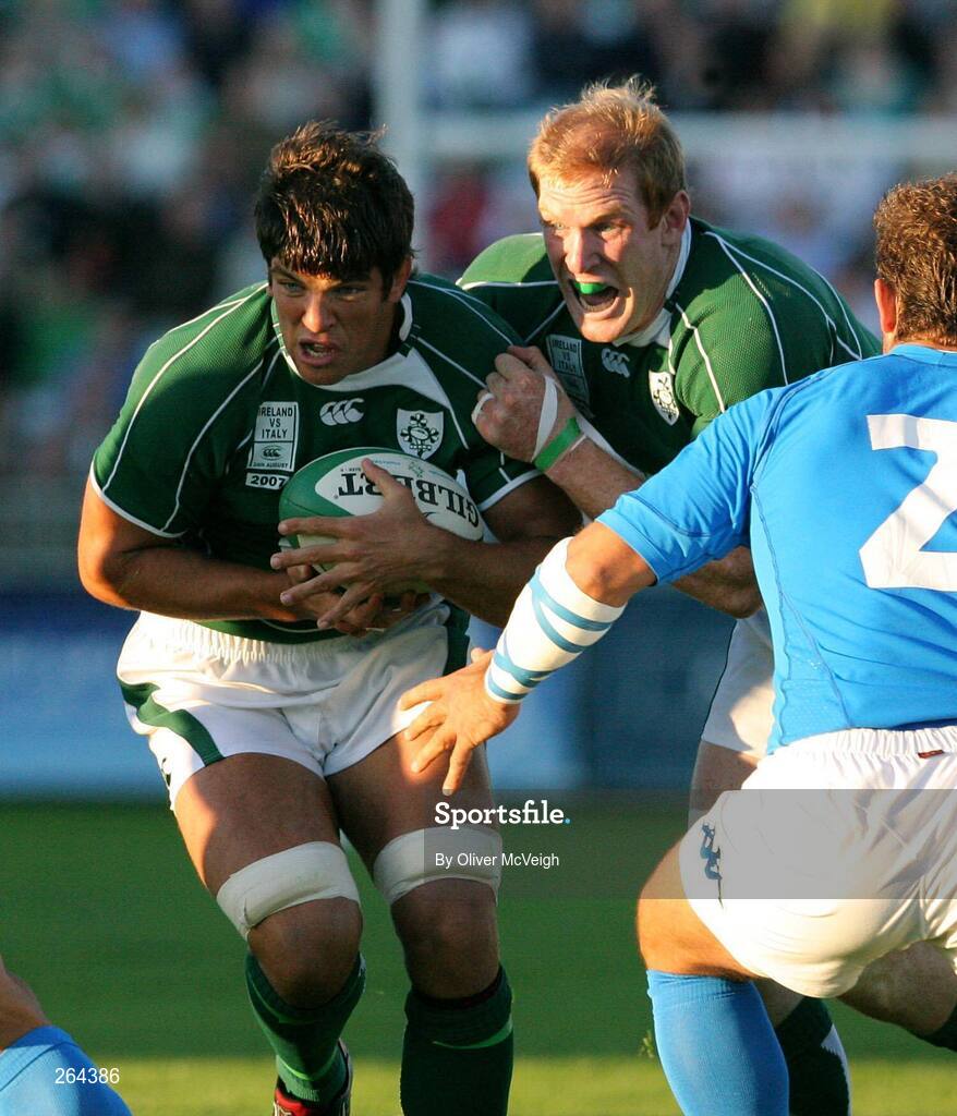 24 August 2007; Ireland's Donncha O'Callaghan and Paul O'Connell. Rugby World Cup Warm-Up Game, Ireland v Italy, Ravenhill Park, Belfast, Co. Antrim. Picture credit: Oliver McVeigh / SPORTSFILE
