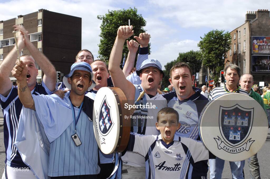 26 August 2007; Dublin supporters, from Lucan and Tallaght, before the game. Bank of Ireland All-Ireland Senior Football Championship Semi Final, Dublin v Kerry, Croke Park, Dublin. Picture credit: Ray McManus / SPORTSFILE