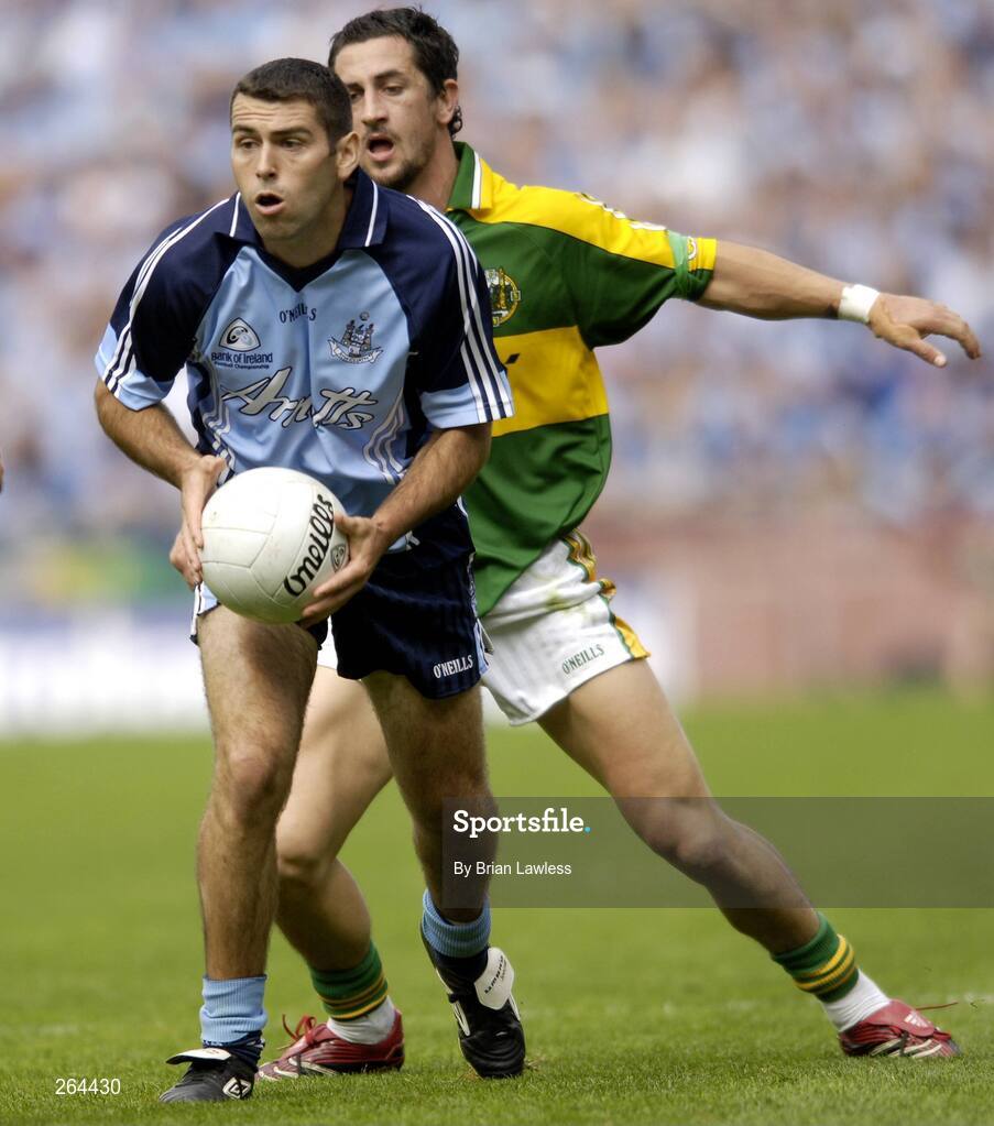 26 August 2007; David Henry, Dublin, in action against Paul Galvin, Kerry. Bank of Ireland All-Ireland Senior Football Championship Semi Final, Dublin v Kerry, Croke Park, Dublin. Picture credit: Brian Lawless / SPORTSFILE