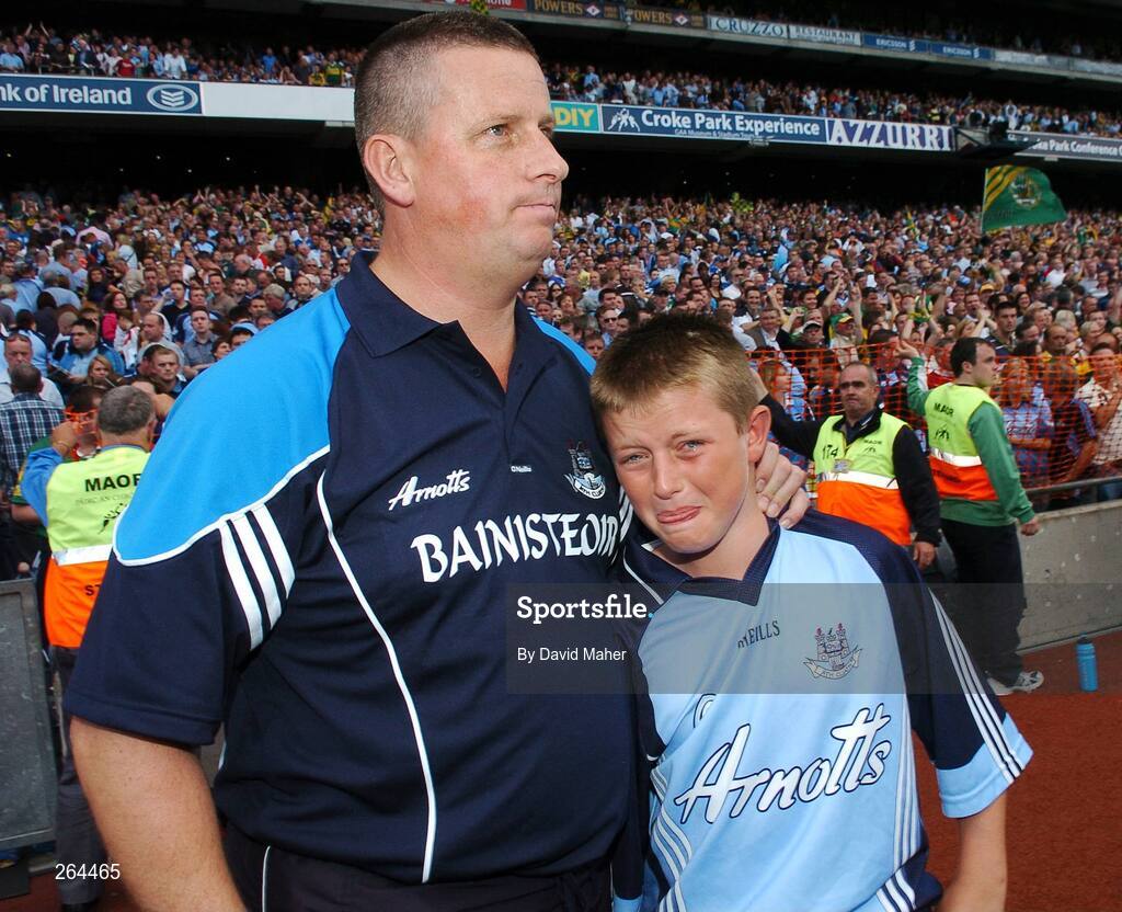 26 August 2007; A dejected Dublin manager Paul Caffrey with his son Eric at the end of the game. Bank of Ireland All-Ireland Senior Football Championship Semi Final, Dublin v Kerry, Croke Park, Dublin. Picture credit: David Maher / SPORTSFILE
