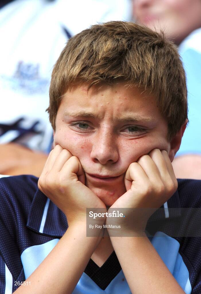 26 August 2007; A Dublin supporter on Hill 16 near the end of the game. Bank of Ireland All-Ireland Senior Football Championship Semi Final, Dublin v Kerry, Croke Park, Dublin. Picture credit: Ray McManus / SPORTSFILE