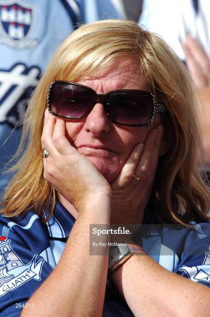 26 August 2007; A Dublin supporter on Hill 16 near the end of the game. Bank of Ireland All-Ireland Senior Football Championship Semi Final, Dublin v Kerry, Croke Park, Dublin. Picture credit: Ray McManus / SPORTSFILE