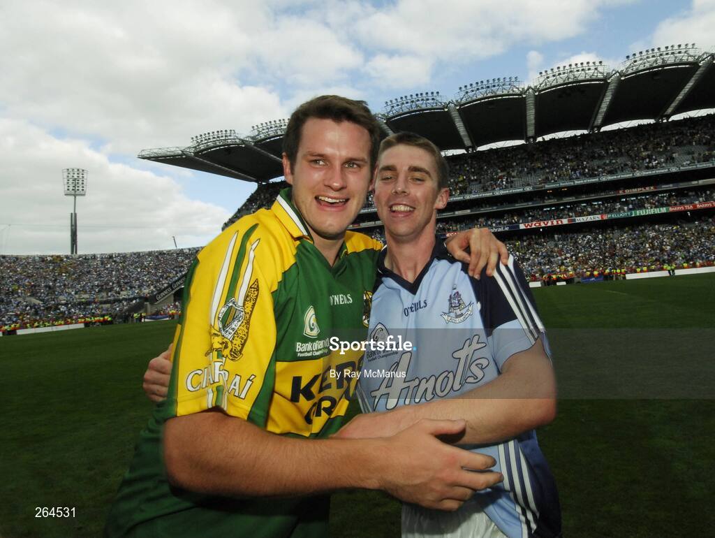 26 August 2007; Eoin Brosnan and Marc O Se celebrate Kerry's victory. Bank of Ireland All-Ireland Senior Football Championship Semi Final, Dublin v Kerry, Croke Park, Dublin. Picture credit: Ray McManus / SPORTSFILE