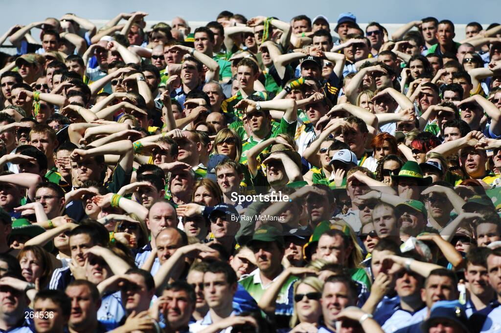 26 August 2007; Dublin and Kerry supporters on Hill 16. Bank of Ireland All-Ireland Senior Football Championship Semi Final, Dublin v Kerry, Croke Park, Dublin. Picture credit: Ray McManus / SPORTSFILE